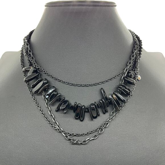 Goth Mourning Necklace Stone & Black Chain Women Choker 14 inch Wearable Toggle - Picture 1 of 14